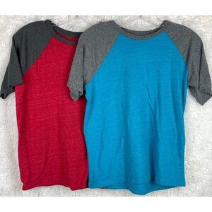 2 Boys Urban Pipeline Ultimate SuperSoft Large Husky Shirts Red Blue Gray Raglan